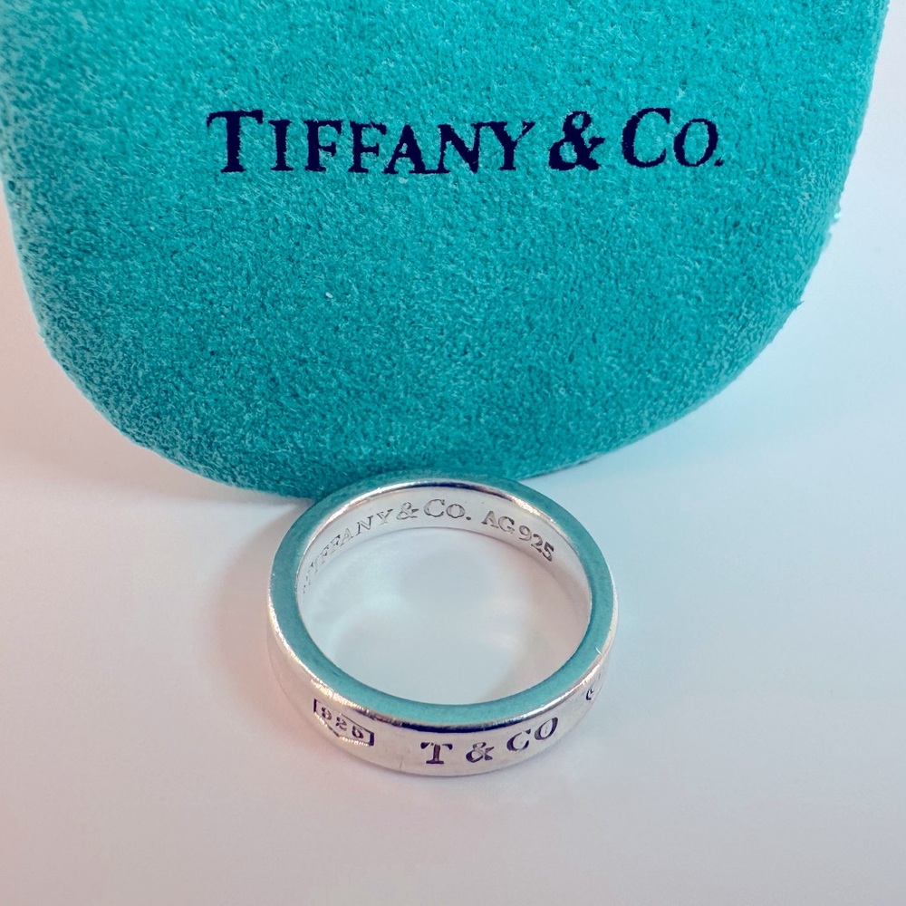 Tiffany and Co Thin Concave Band Ring SZ 4 AG 925 Vintage Collectible 1837 AUTH - Picture 2 of 11